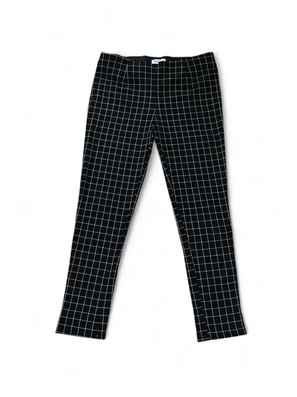 Calvin Klein Black & White Windowpane Check Ankle Skinny Bottoms/Pants - Size 12